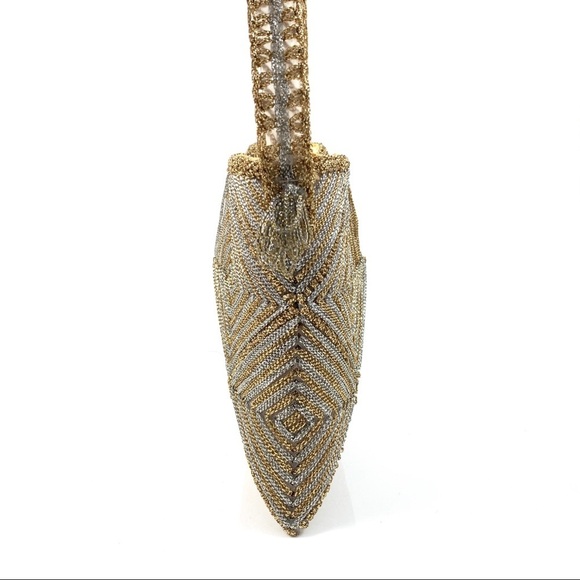 1950’s Japanese silver + gold crochet purse MAGID - Picture 5 of 8